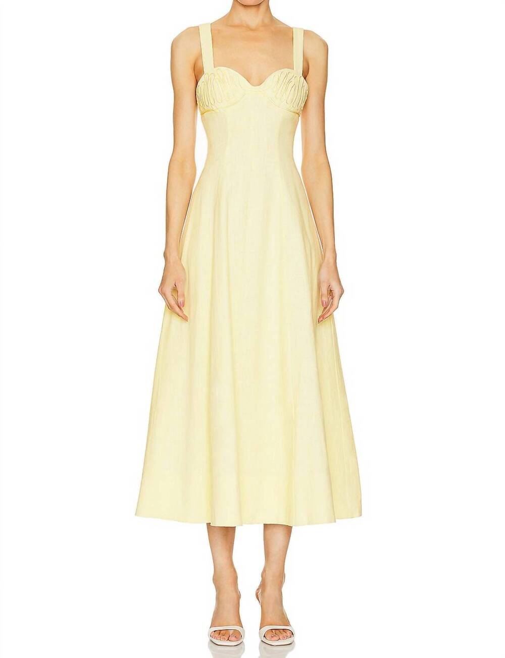 NEW CLEA carla embroidered long dress in limoncello